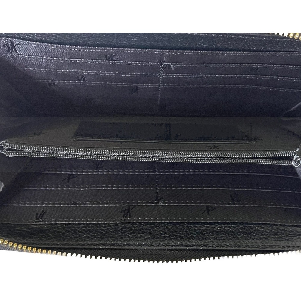 Kenneth‎ Cole Black Pebbled Leather Wristlet Wallet Zip Around Phone Organizer - Picture 3 of 5